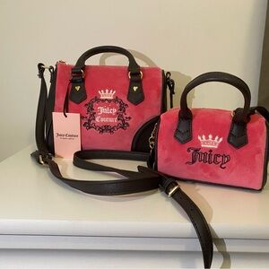 Juicy Couture Pink and Black Crossbody Bag Set